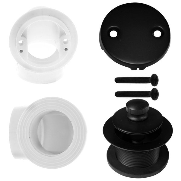 Westbrass Pull & Drain Sch. 40 PVC Plumber's Pack W/ Two-Hole Elbow in Powdercoated Flat Black D572-62